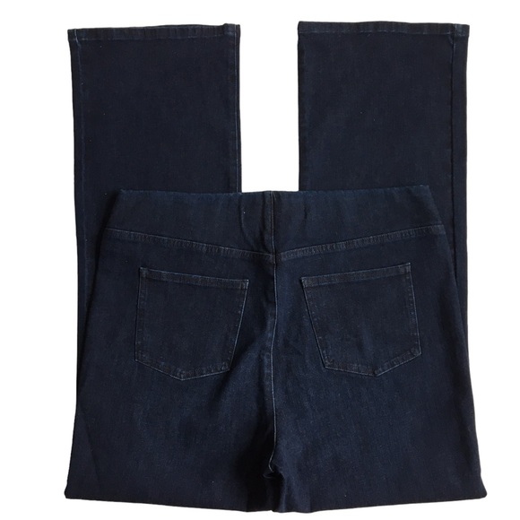 Soft Surroundings The Ultimate Pull-On Bootcut Dark Wash Blue Denim Jeans Large - Picture 13 of 16